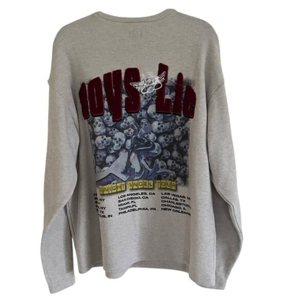 Boys Lie Knight Angel Tour Waffle Knit Thermal Long Sleeve One Size - Picture 2 of 16